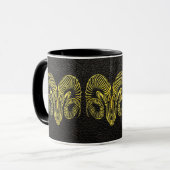 Aries Gold op leder Mok (Voorkant links)