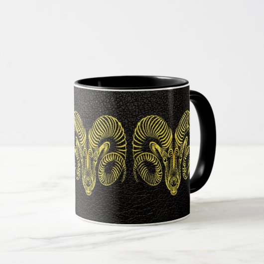 Aries Gold op leder Mok (Voorkant rechts)