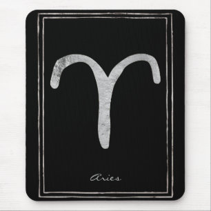 Aries hammered zilver gestileerde astrologiesymboo muismat