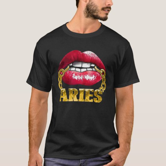 Aries Horoscope Juicy Lips Chain for African Ameri T-shirt (Voorkant)