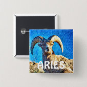 Aries Horoscope Zodiac Sign Ram Button (Voorkant /achterkant)
