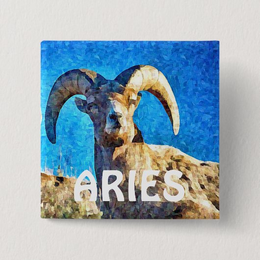 Aries Horoscope Zodiac Sign Ram Button (Voorkant)