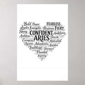 Aries Landschaps Poster | Zodiakus Woordwolk Kunst