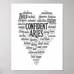 Aries LandschapsPoster Zodiac Woordwolk Kunst Poster