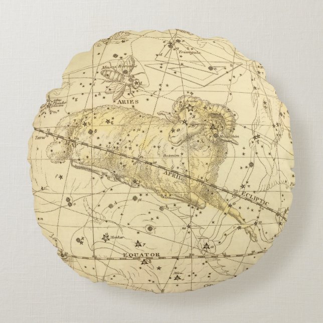 Aries, Musca Borealis Rond Kussen (Voorkant)