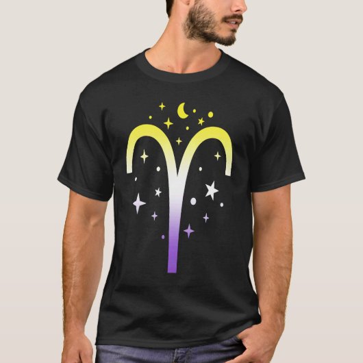 Aries Nonbinary LGBTQ Zodiac Sign Astrology Non bi T-shirt (Voorkant)
