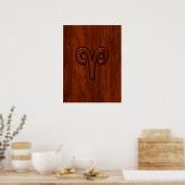 Aries ondertekenen op Mahogany als een afdrukdecor Poster (Keuken)
