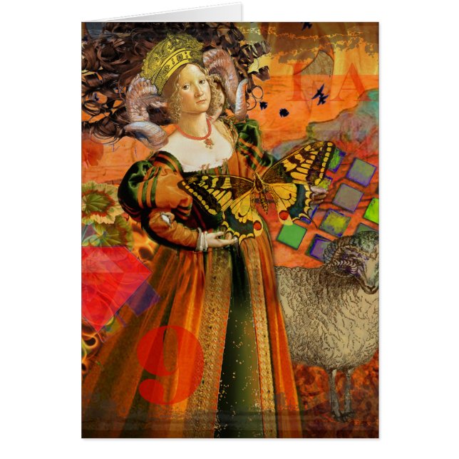 Aries Orange Woman : Collage d'art antique gothiqu (Devant)