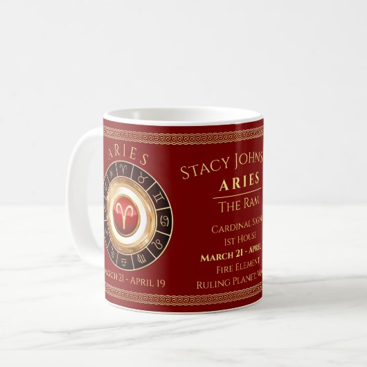 Aries - Panneau Astrologique Ram Café Mug (Devant gauche)