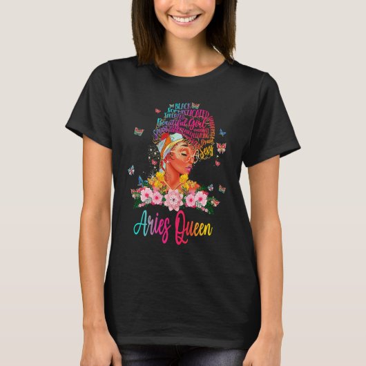 Aries Queen Black Women persistente, geavanceerde T-shirt (Voorkant)