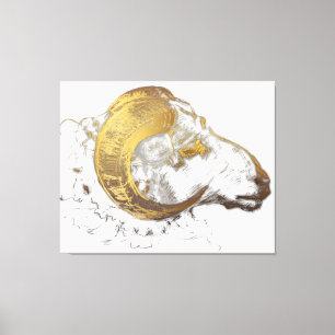 Aries Ram avec toile de cornes dorées