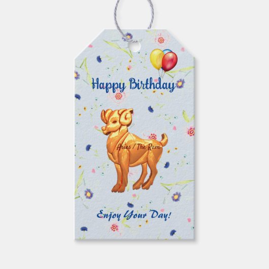 Aries Ram Birthday Cadeaulabel (Voorkant)