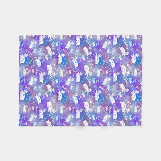 Aries Ram Constellation Stars Birthday Pattern Fleece Deken (Voorkant (Horizontaal))