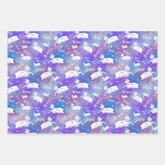 Aries Ram Constellation Stars Birthday Pattern Inpakpapier Vel (Voorkant 2)