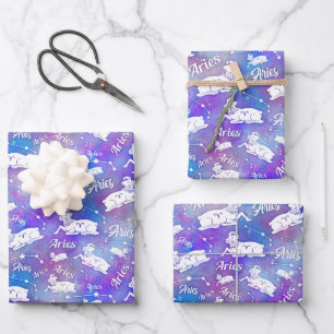Aries Ram Constellation Stars Birthday Pattern Inpakpapier Vel