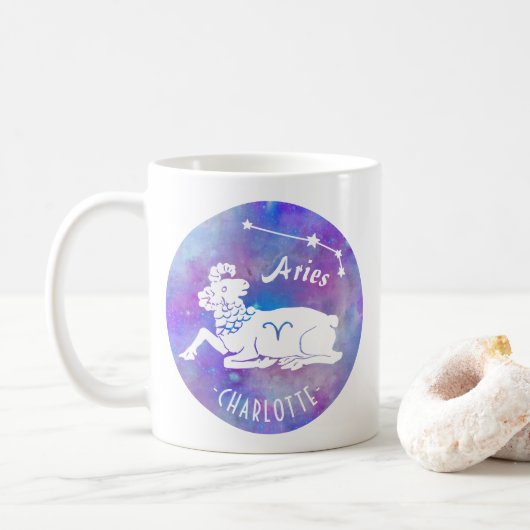 Aries Ram Constellation Stars Eigen naam Birthday Koffiemok (Met donut)