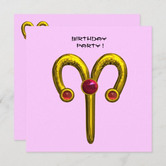 ARIES RUBY, heldergeel roze violet rood Aankondiging (Voorkant / Achterkant)