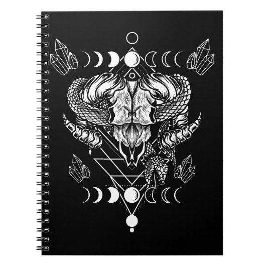 Aries Skull Wicca Occult Crescent Moon Witchcraft Notitieboek (Voorkant)