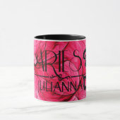 Aries Star Sign Zodiac Mok in Roze en Zwart (Midden)