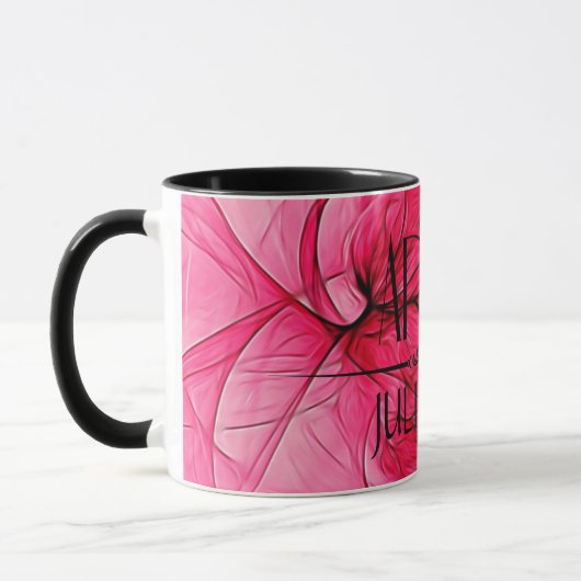Aries Star Sign Zodiac Mok in Roze en Zwart (Links)