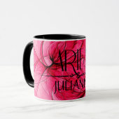 Aries Star Sign Zodiac Mok in Roze en Zwart (Voorkant links)