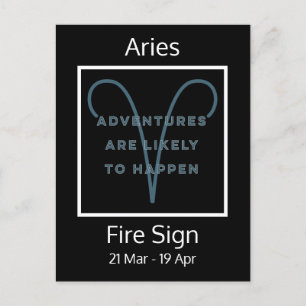 Aries Sterrenbeeld Leuk Citaat in Blauwe en Witte  Briefkaart