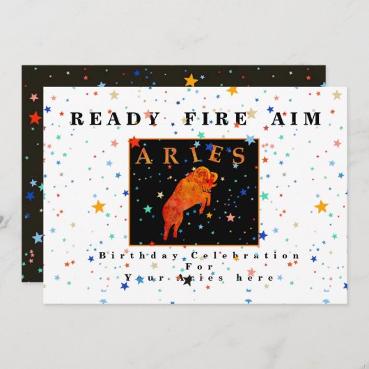 Aries sterrenbeeld READY AIM FIRE moderne ster Uit Kaart (Voorkant / Achterkant)