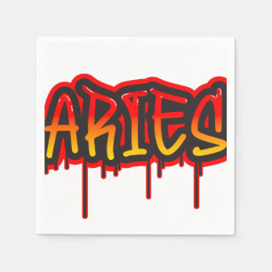 ARIES Sterrenbeeld Vuurteken Rood Babyfeestje Servet