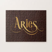 Aries Swirly Script Gold op leder Legpuzzel (Horizontaal)