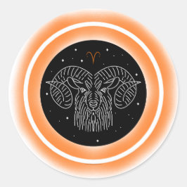 Aries Symbol – Minimal Astrology Emblem Ronde Sticker