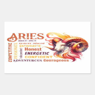 Aries Traits Waterverf Ram sterrenbeeld Verjaardag Rechthoekige Sticker