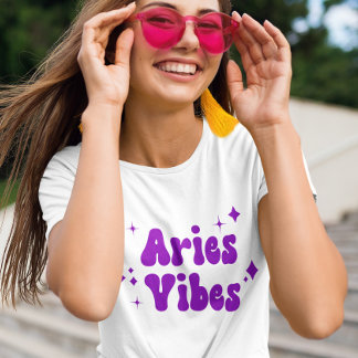 Aries Vibes Zodiac Astrologie Purple Stars T-shirt