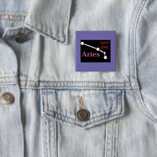 Aries Vierkante Button 5,1 Cm