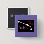 Aries Vierkante Button 5,1 Cm (Voorkant /achterkant)