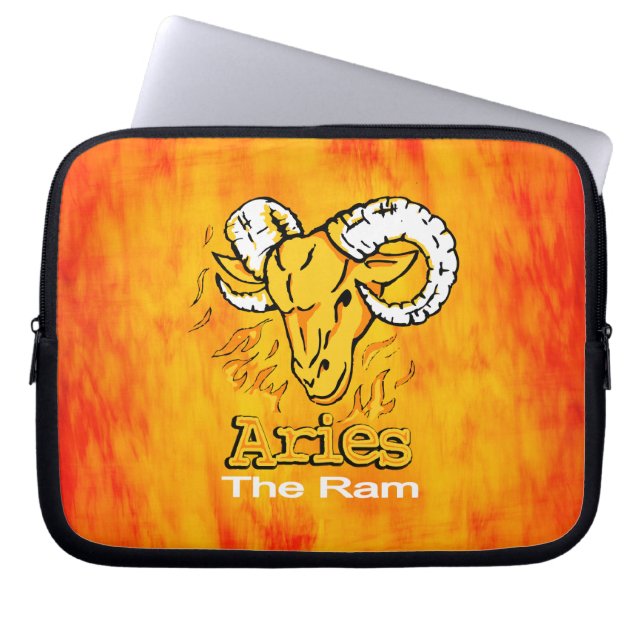 Aries vuur vlam oranje laptop sleeve (Voorkant)