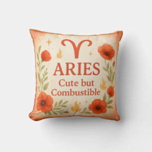 Aries Watercolor Kussen – Bloemrijk Zodiac Teken T