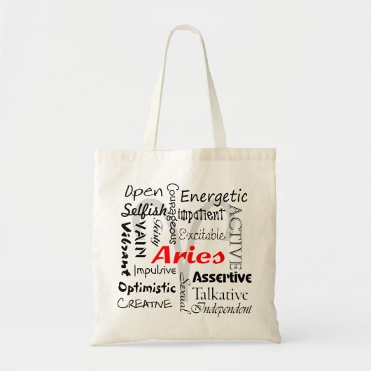 Aries Zodiac Astrology Characteristics Collage Tote Bag (Voorkant)