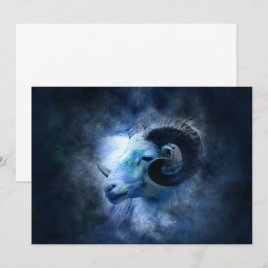 Aries Zodiac Astrology Sign Blue Ram Kaart (Voorkant / Achterkant)