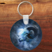 Aries Zodiac Astrology Sign Blue Ram Sleutelhanger (Voorkant)
