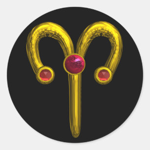 ARIES ZODIAC BIRTHDAY JEWEL RONDE STICKER