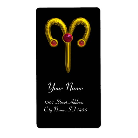 ARIES ZODIAC BIRTHDAY Red Ruby Etiket (Voorkant)