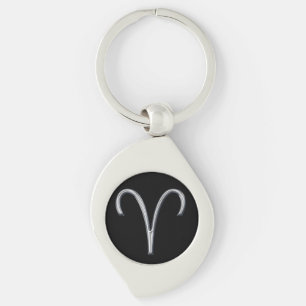 Aries Zodiac-Black met Silver Horoscope Sign Sleutelhanger