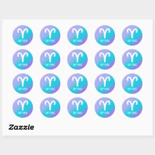 Aries Zodiac Blue Paars Horoscope Star Sign Ronde Sticker
