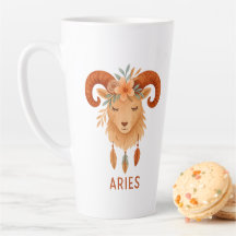 Aries zodiac boho watercolor Latte Mug