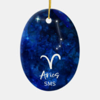 Aries Zodiac Constellation Blue Galaxy Monogram