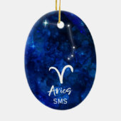 Aries Zodiac Constellation Blue Galaxy Monogram Keramisch Ornament (Achterkant)