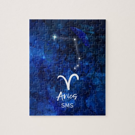 Aries Zodiac Constellation Blue Galaxy Monogram Legpuzzel (Verticaal)