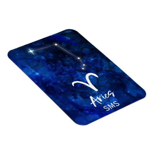 Aries Zodiac Constellation Blue Galaxy Monogram Magneet (Rechterzijde)