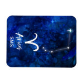 Aries Zodiac Constellation Blue Galaxy Monogram Magneet (Horizontaal)
