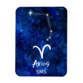 Aries Zodiac Constellation Blue Galaxy Monogram Magneet (Verticaal)
